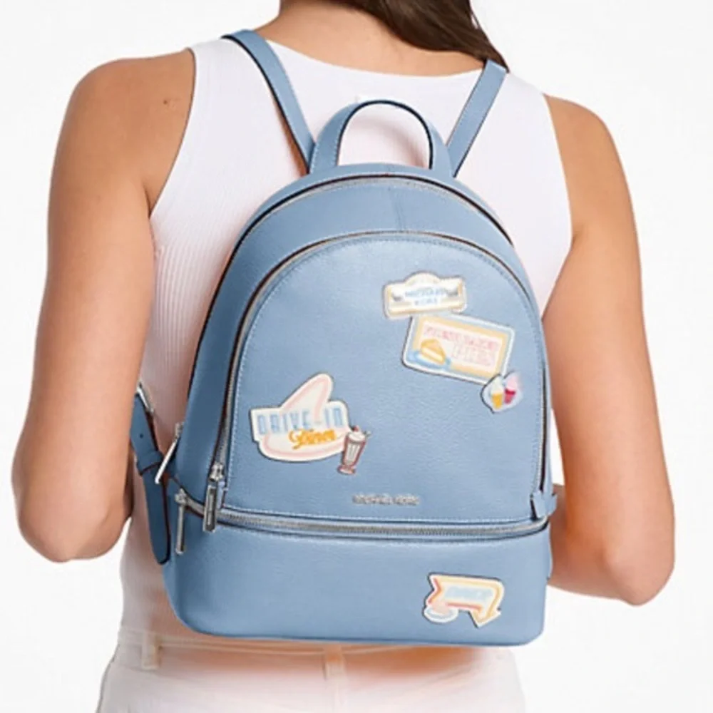 Michael Kors Blue Backpack with Patches